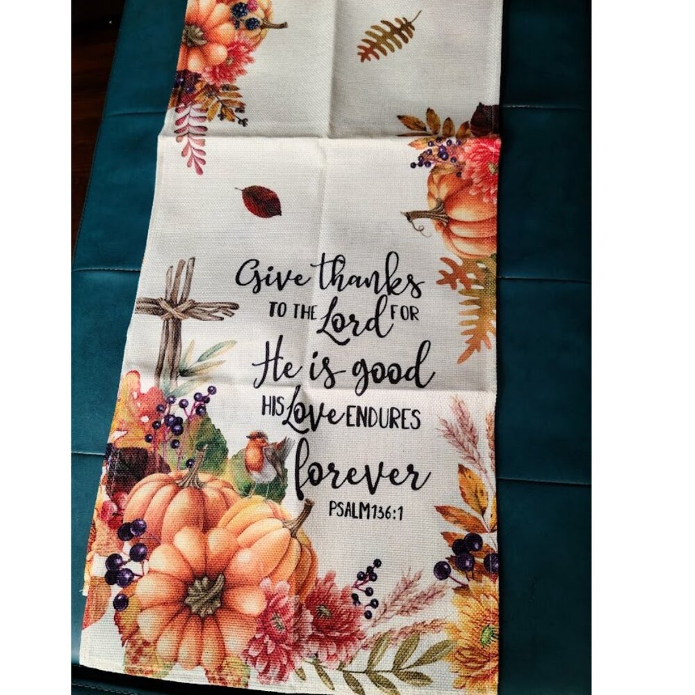 Fall Table Runner Christian Cross Decor Decorative Cloth Autumn Decoration 13x72